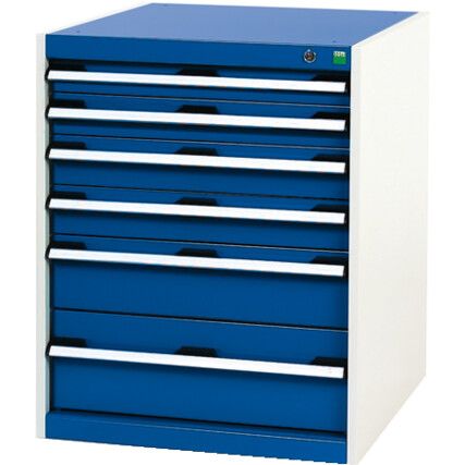 Cubio Drawer Cabinet, 6 Drawers, Blue/Light Grey, 800 x 650 x 650mm