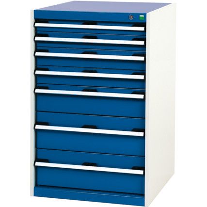 Cubio Drawer Cabinet, 7 Drawers, Blue/Light Grey, 1000 x 650 x 650mm