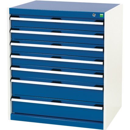 Cubio Drawer Cabinet, 7 Drawers, Blue/Light Grey, 900 x 800 x 650mm