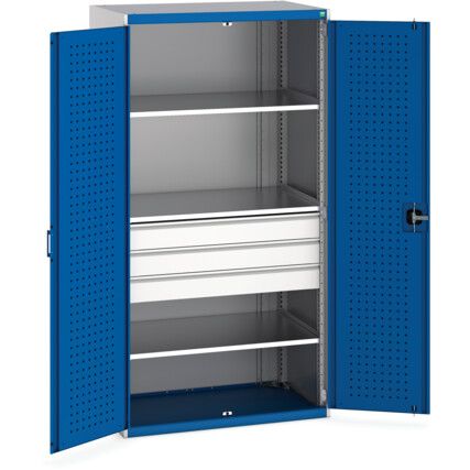 Steel, Cubio Kitted Cupboard, Blue/Grey, 2000mm x 1050mm x 650mm
