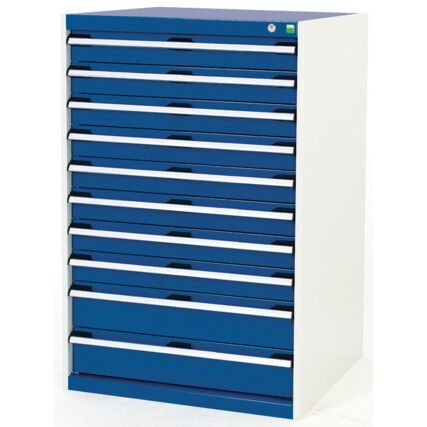 Cubio Drawer Cabinet, 10 Drawers, Blue/Light Grey, 1200 x 800 x 750mm