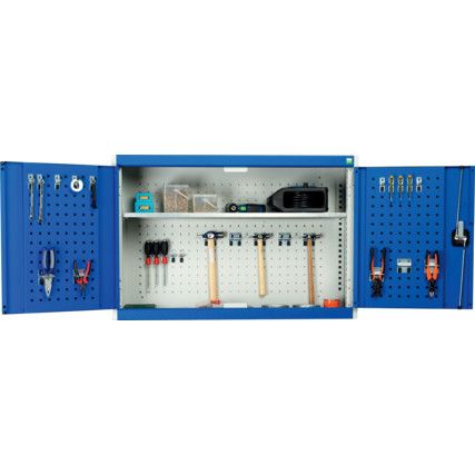Cubio Wall Cabinet, 2 Doors,Blue/Grey, 700 x 1050 x 325mm