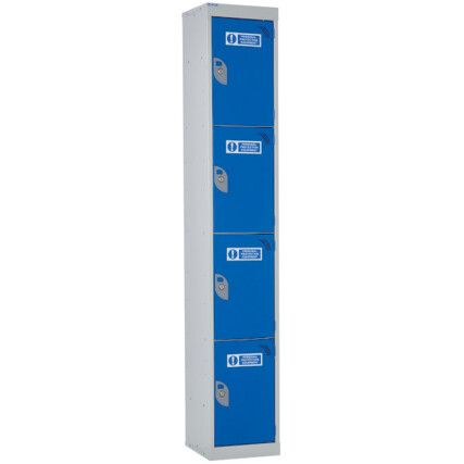 PPE Locker, 4 Doors, Blue, 1800 x 300 x 300mm