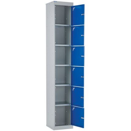 PPE Locker, 6 Doors, Blue, 1800 x 300 x 450mm