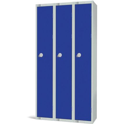 Compartment Locker, 3 Doors, Blue, 1800 x 900 x 300mm, Nest of 3