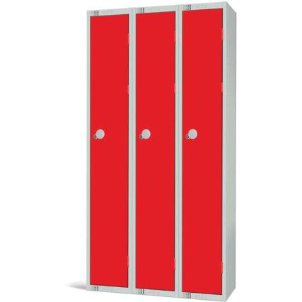 Compartment Locker, 3 Doors, Red, 1800 x 900 x 300mm, Nest of 3
