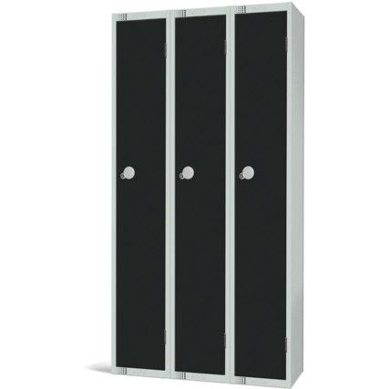 Compartment Locker, 3 Doors, Black, 1800 x 900 x 300mm, Nest of 3