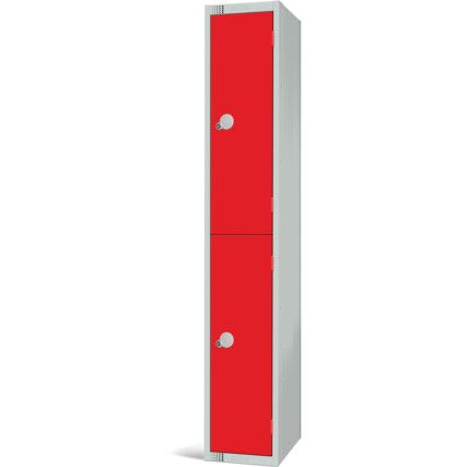 Compartment Locker, 2 Doors, Red, 1800 x 300 x 300mm