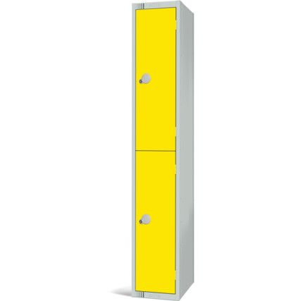 Compartment Locker, 2 Doors, Yellow, 1800 x 300 x 300mm
