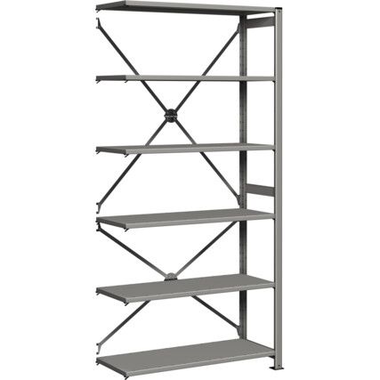 Euro Shelving Extension Bay, 5 Shelves, 160kg Shelf Capacity, 2100mm x 1000mm x 400mm, Grey