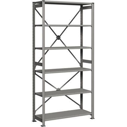 Euro Shelving, 5 Shelves, 160kg Shelf Capacity, 2100mm x 1000mm x 400mm, Grey