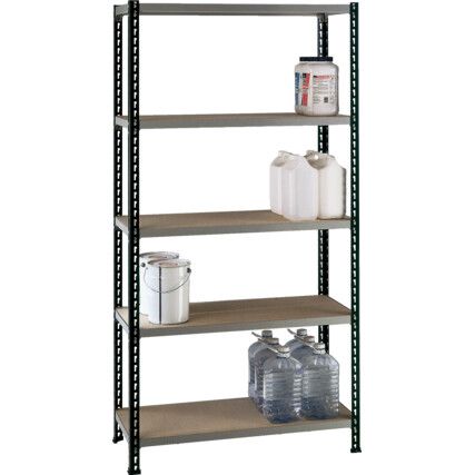Standard Duty Shelving, 5 Shelves, 400kg Shelf Capacity, 1200mm x 450mm x 1980mm, Grey