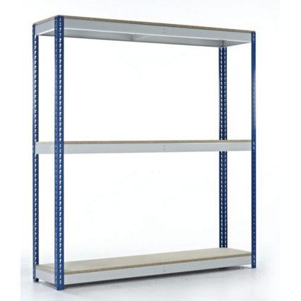 Heavy Duty Shelving, 3 Shelves, 400kg Shelf Capacity, 1980mm x 2100mm x 600mm, Blue & Grey