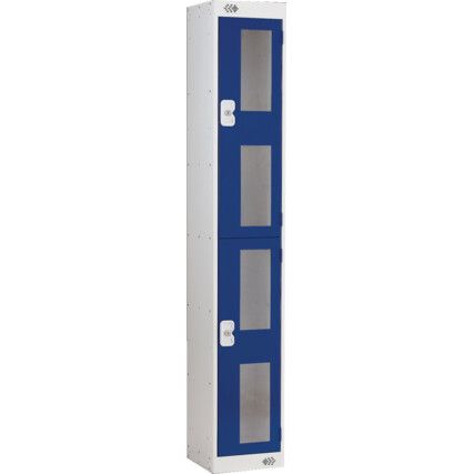 Vision Panel Locker, 2 Doors, Grey, 1800 x 300 x 300mm
