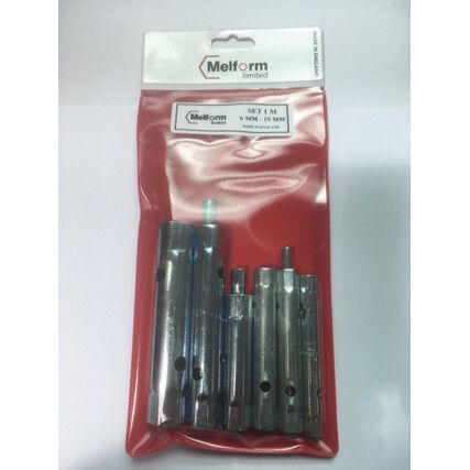 SET 1M. 6 MM TO 19 MM BOX SPANNER SET WITH TOMMY BARS