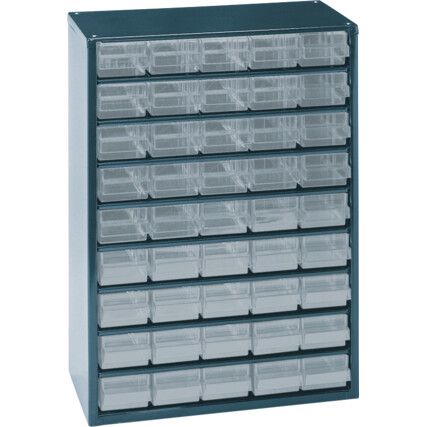 Cabinet, Steel/Polypropylene, Blue, 306x150x417mm, 45 Drawers