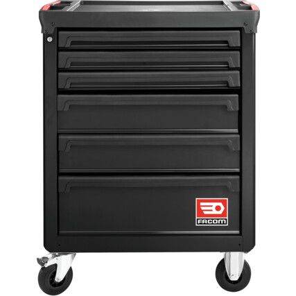 Roller Cabinet, ROLL, Black, 6-Drawers