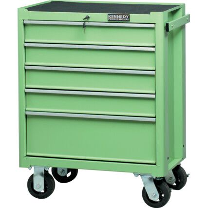 Roller Cabinet, Classic Green, Green, Steel, 5-Drawers, 890 x 690 x 460mm, 145kg Capacity
