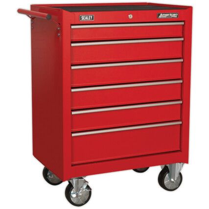 Roller Cabinet, Superline Pro®, Red, 6-Drawers, 950 x 680 x 460mm