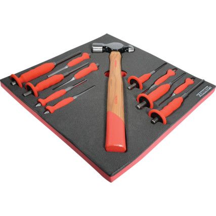 12 Piece Punch and Hammer Set in 2/3 With Foam Inlay Tool Chests