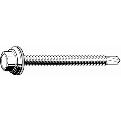 6.3x32mm ROOFING/FRONT BOLT BZP DRILL POINT & ELASTOMER WASHER