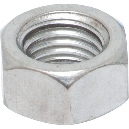 1/2" BSW Steel Hex Nut, Bright Zinc Plated