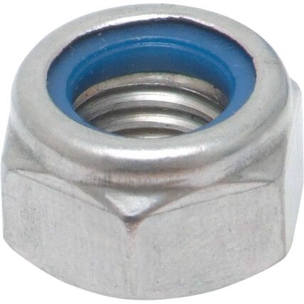M10 Steel Lock Nut, Nyloc, Bright Zinc Plated, Material Grade 8