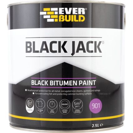 901, Black Bitumen Paint, Black, Tin, 25ltr