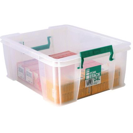 Storage Box with Lid, Plastic, Clear, 480x380x190mm, 24L