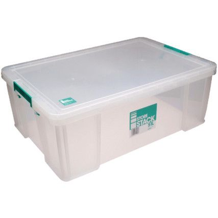 Storage Box with Lid, Plastic, Clear, 660x440x230mm, 51L