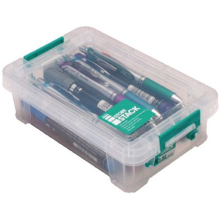 Storage Box with Lid, Plastic, Clear, 200x125x50mm, 0.8L