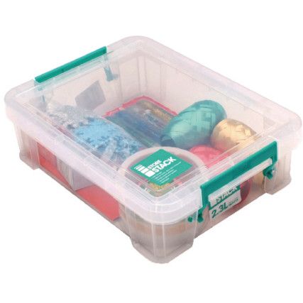 Storage Box with Lid, Plastic, Clear, 260x190x70mm, 2.3L