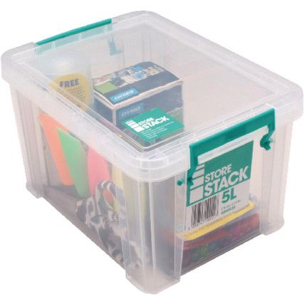 Storage Box with Lid, Plastic, Clear, 260x190x150mm, 5L
