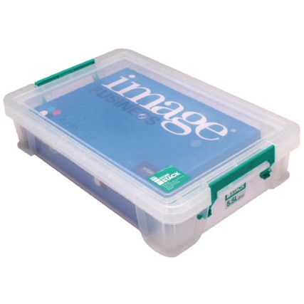 Storage Box with Lid, Plastic, Clear, 400x255x80mm, 5.5L
