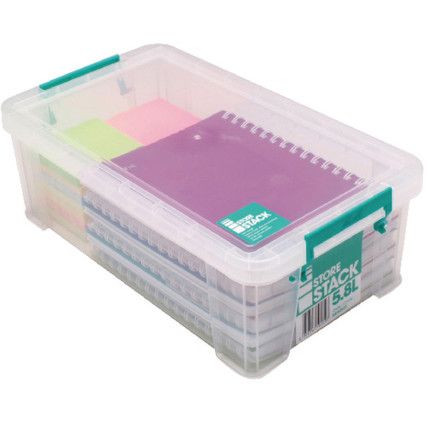 Storage Box with Lid, Plastic, Clear, 350x190x120mm, 5.8L