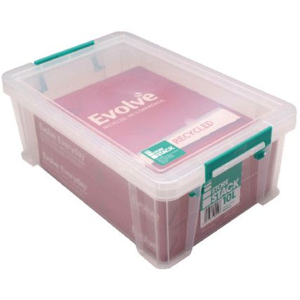 Storage Box with Lid, Plastic, Clear, 400x255x150mm, 10L