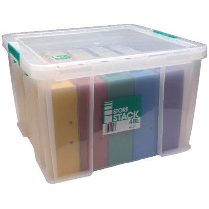 Storage Box with Lid, Plastic, Clear, 490x440x320mm, 48L