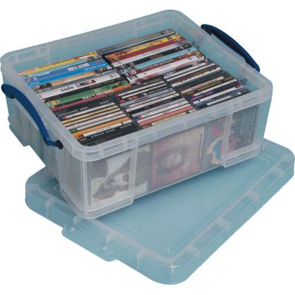 Storage Box with Lid, Plastic, Clear, 480x390x200mm, 18L