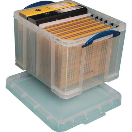 Storage Box with Lid, Plastic, Clear, 370x310x280mm, 35L