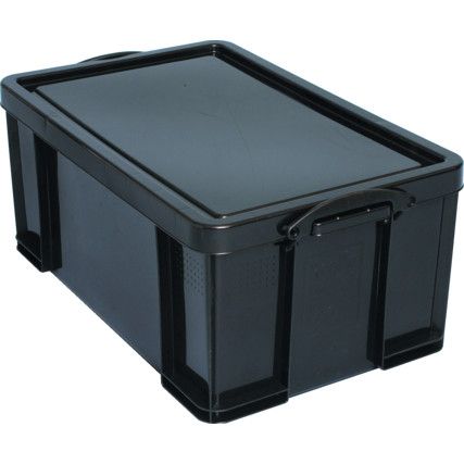 Storage Box with Lid, Plastic, Black, 710x440x200mm, 64L