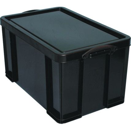 Storage Box with Lid, Plastic, Black, 710x440x380mm, 84L