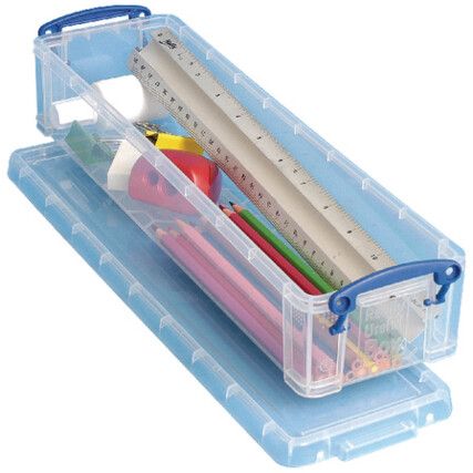 Storage Box with Lid, Plastic, Clear, 355x100x70mm, 1.5L