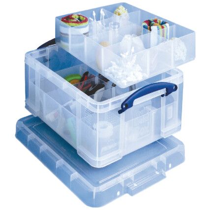 Storage Box with Lid, Plastic, Clear, 450x350x200mm, 21L