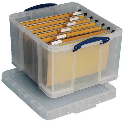 Storage Box with Lid, Plastic, Clear, 520x440x310mm, 42L