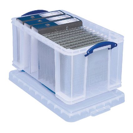 Storage Box with Lid, Plastic, Clear, 600x400x310mm, 48L
