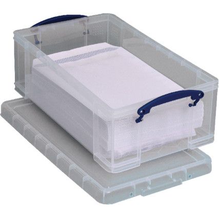 Storage Box with Lid, Plastic, Clear, 465x270x150mm, 12L