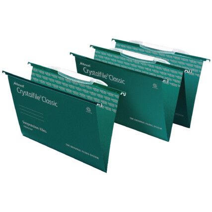 Crystalfile Classic Foolscap Green Suspension File with Crystal Links Pack of 50 3000030