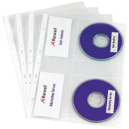2001007 Nyrex CD/DVD Pockets Clear - Pack of 5
