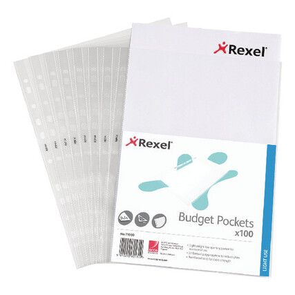 Budget Pocket A4 Clear Pack of 100 11000