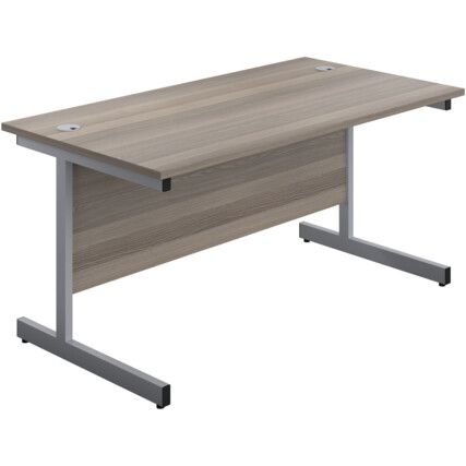 Single Upright Rectangular Desk, Grey Oak/Silver, 1200 x 800mm